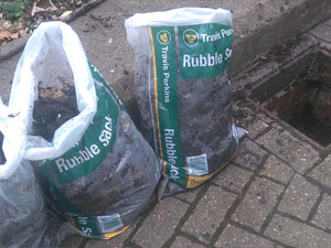 Bags of Rubble from Drain