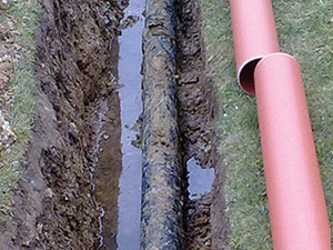 Pitch fibre drain repair