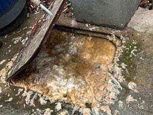 Blocked underground drains.