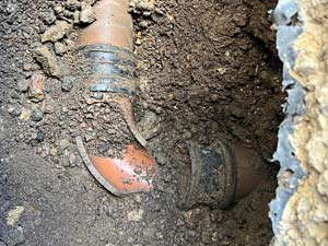 The excavation of a collapsed drain