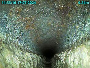 We completely remove encrustations like this with drain jet cleaning.